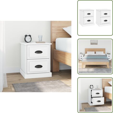 Mesitas de noche - vidaXL Mesitas de noche 2 uds madera contrachapada blanco 39x39x47,5cm - Mesita de noche para dormitorio