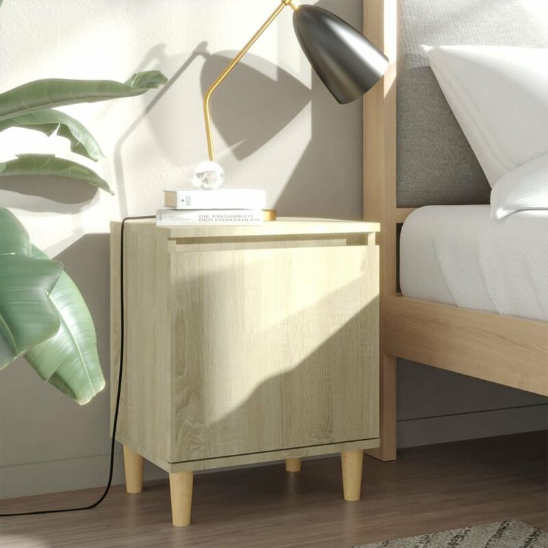 

Mesitas de noche y patas madera maciza 2 uds Sonoma 40x30x50 cm