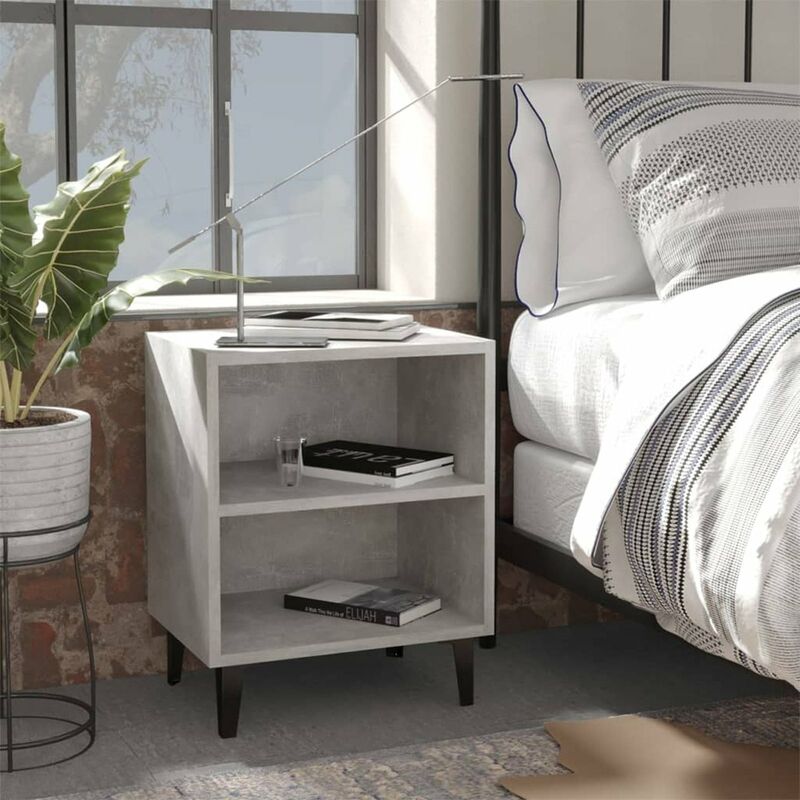 

Mesitas de noche y patas metal 2 uds gris hormigon 40x30x50 cm