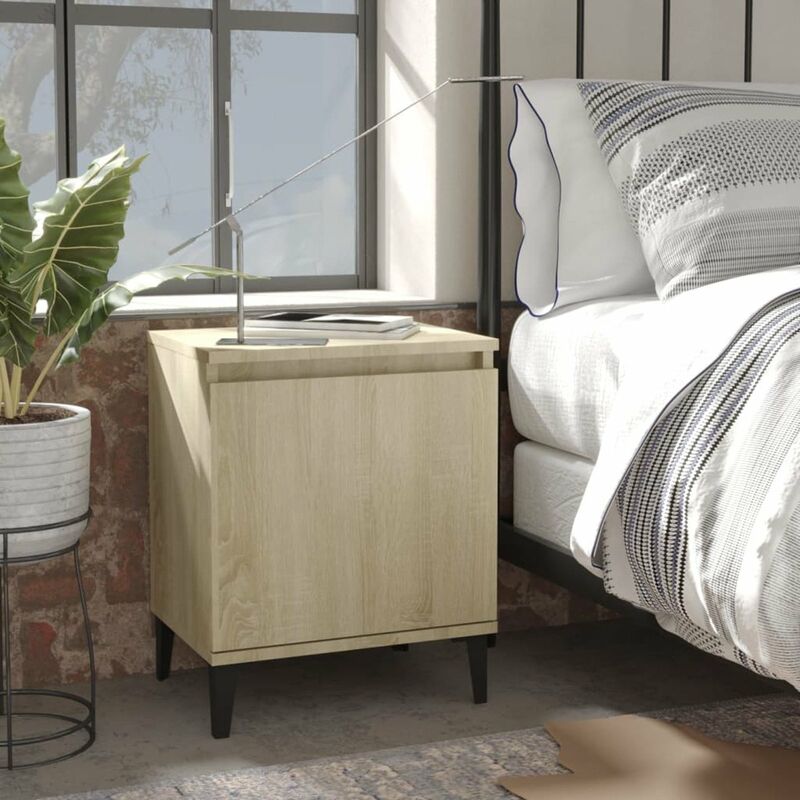 

Mesitas de noche y patas metal 2 uds roble Sonoma 40x30x50 cm