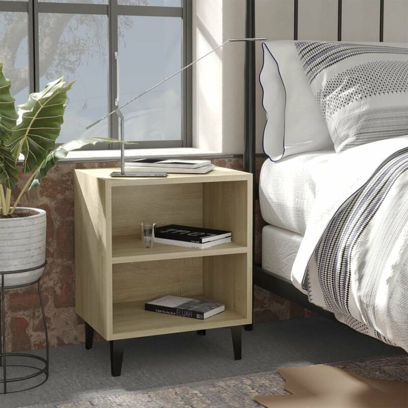 

Mesitas de noche y patas metal 2 uds roble Sonoma 40x30x50 cm