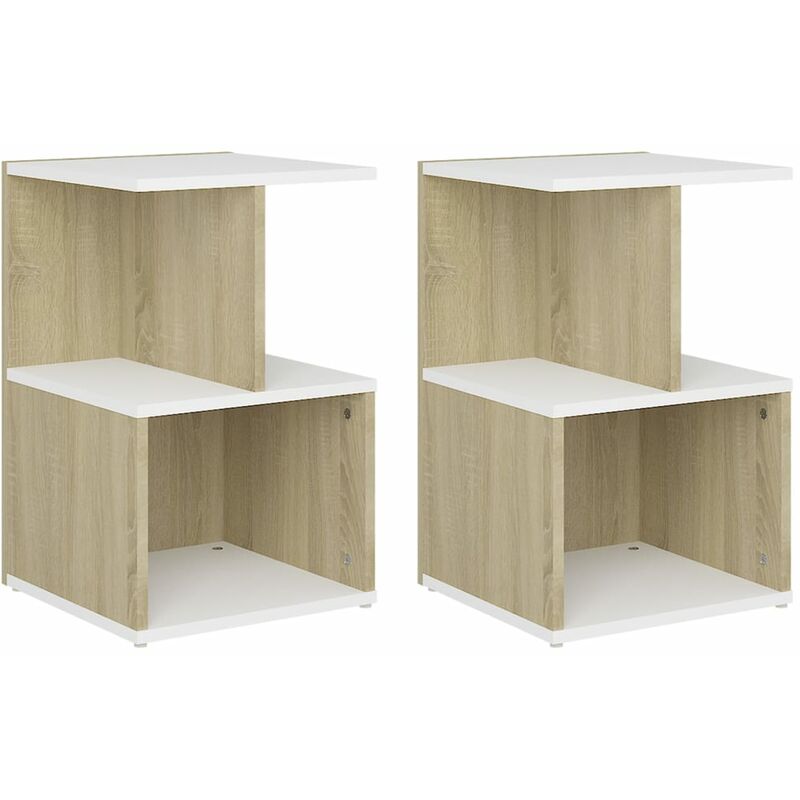 

Mesitas noche 2 uds aglomerado blanco roble Sonoma 35x35x55cm