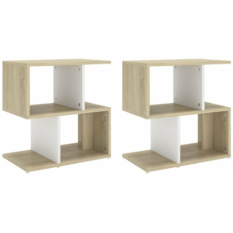 

Mesitas noche 2 uds aglomerado blanco roble Sonoma 50x30x51,5cm