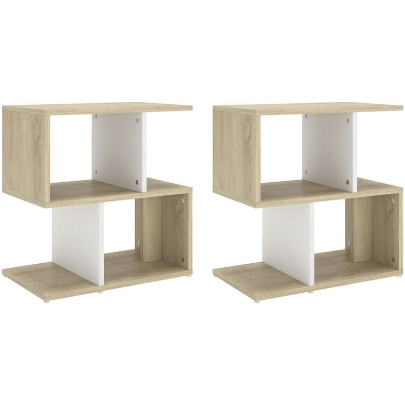 

Mesitas noche 2 uds aglomerado blanco roble Sonoma 50x30x51,5cm