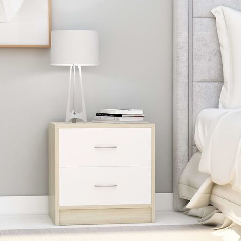 vidaXL 2x Mesitas Noche Aglomerado Blanco Roble Sonoma Aparador Dormitorio