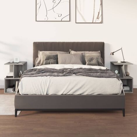 Mesitas noche 2 uds madera contrachapada gris Sonoma 35x35x55cm vidaXL