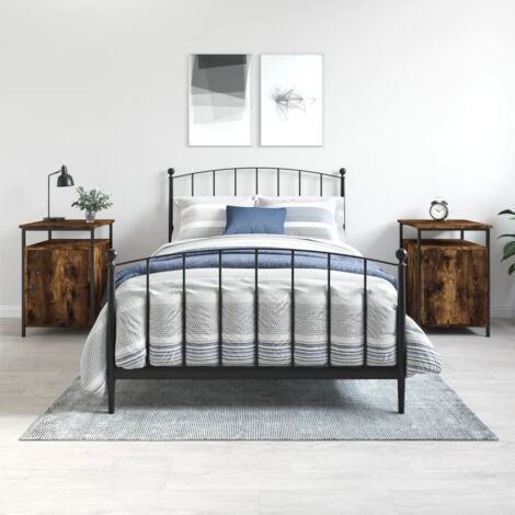 Mesitas noche 2 uds madera contrachapada roble humo 40x42x60 cm vidaXL