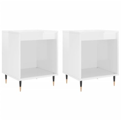 Mesitas noche 2 uds madera ingeniería blanco brillo 40x35x50 cm vidaXL