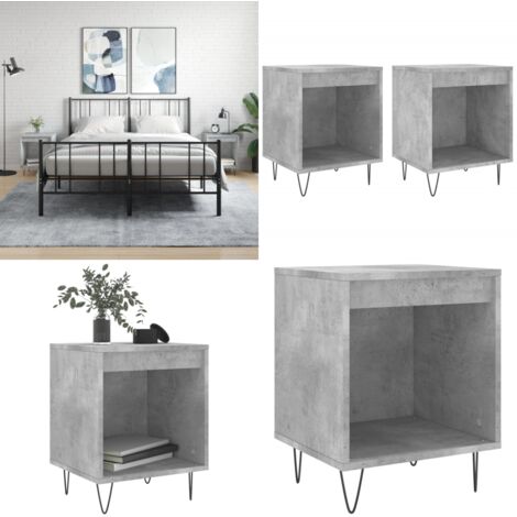 Mesitas noche 2 uds madera ingeniería gris hormigón 40x35x50 cm - Mesita de noche gris hormigón - Mesita de noche de madera