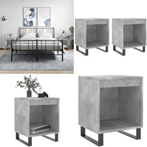 Mesitas noche 2 uds madera ingeniería gris hormigón 40x35x50 cm - Mesita de noche gris hormigón - Mesita de noche de madera