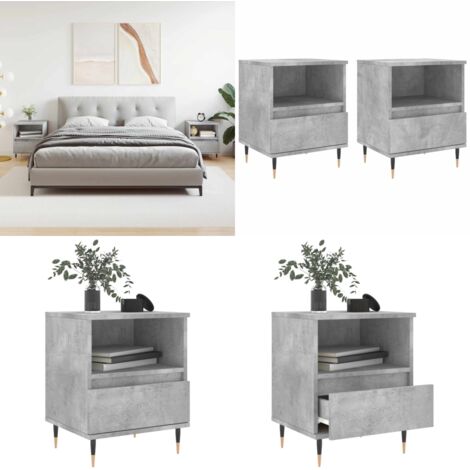 Mesitas noche 2 uds madera ingeniería gris hormigón 40x35x50 cm - Mesita de noche gris hormigón - Mesita de noche madera