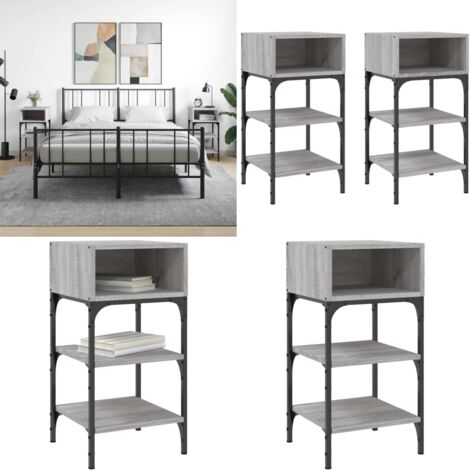 Mesitas noche 2 uds madera ingeniería gris Sonoma 35x34,5x70 cm - Mesita de noche gris - Mesita de noche madera