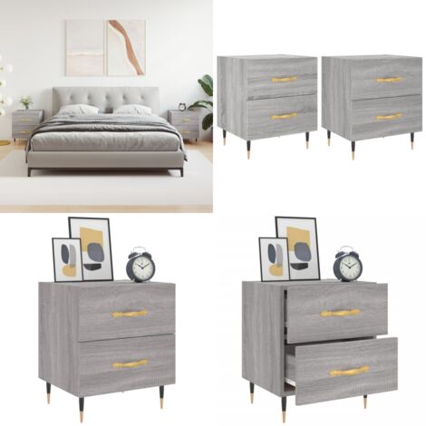 Mesitas noche 2 uds madera ingeniería gris Sonoma 40x35x47,5 cm - Mesitas de noche - Mesita de noche gris