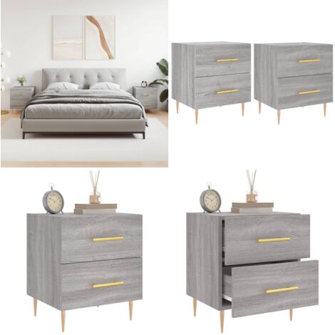 Mesitas noche 2 uds madera ingeniería gris Sonoma 40x35x47,5 cm - Mesitas de noche - Mesita de noche gris