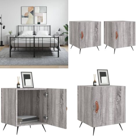 Mesitas noche 2 uds madera ingeniería gris Sonoma 40x40x50 cm - Madera de ingeniería - Mesita auxiliar