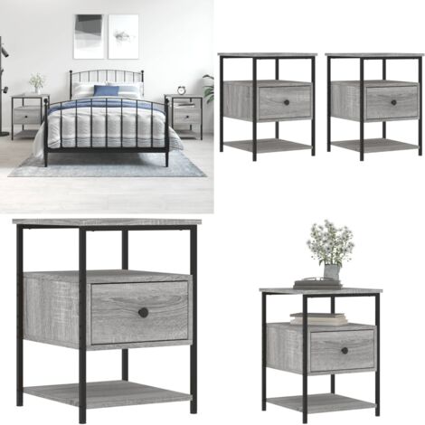 Mesitas noche 2 uds madera ingeniería gris Sonoma 40x42x56 cm - Mesitas de noche - Madera de ingeniería