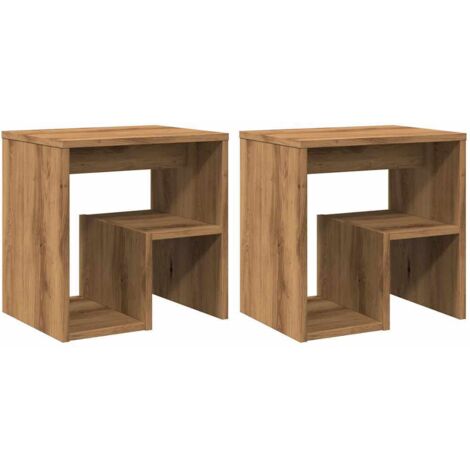 Mesitas noche 2 uds madera ingeniería roble artesanal vidaXL