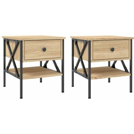 Mesitas noche 2 uds madera ingeniería roble Sonoma 40x42x45 cm vidaXL
