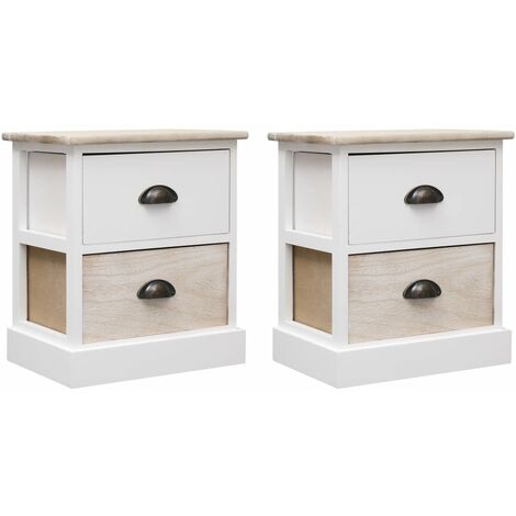 Mesitas noche 2 uds madera Paulownia blanco natural 38x28x45cm vidaXL