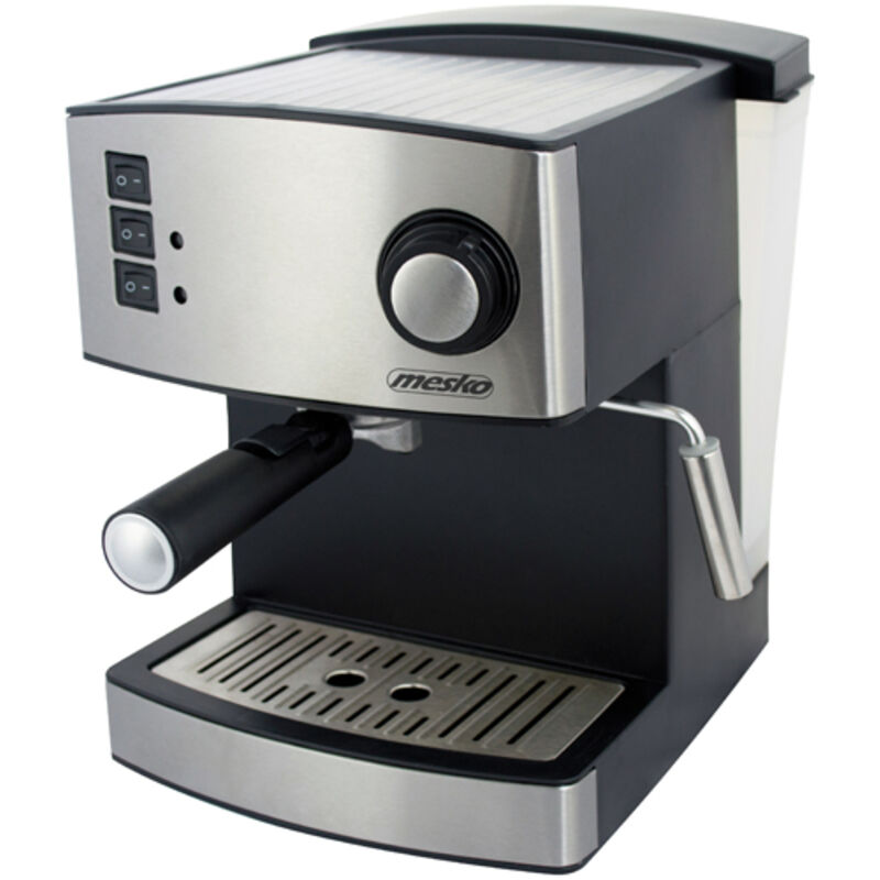 Ms 4403 Cafetera Expresso Manual 15 Bares 1,6 L, Brazo Doble Salida, Espumador Leche, Calientatazas 850W Plata - Plata - Mesko