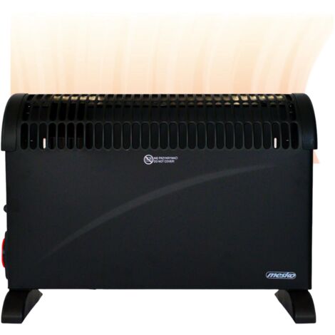 Mesko MS 7741b Convecteur avec minuterie et ventilateur Turbo - 3 niveaux de puissance : 750W, 1250W, 2000W - Noir