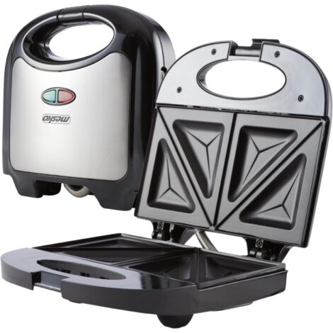 Mesko MS3080 Sandwichera 2 Sandwiches, Placas Antiadherentes, Tostado Perfecto, Acero Inoxidable, Compacta 850W Negro/Plata