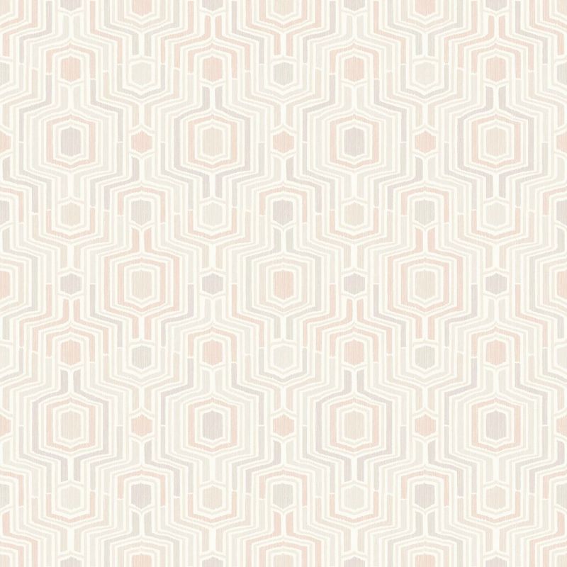 Pink 3D Geometric Wallpaper Embossed Taupe Grey White Metallic Grandeco Meso