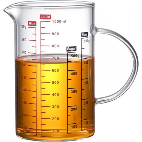 Messbecher Glas 1l Glasmessbecher mit Deckel Messbecher