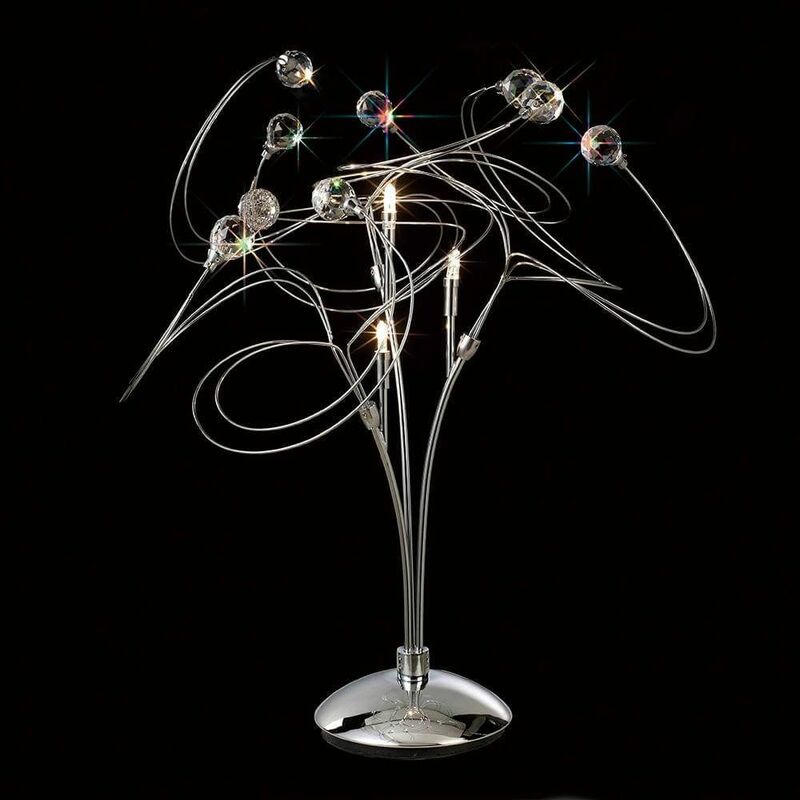 09diyas - Messe Table Lamp 3 Bulbs polished chrome / crystal