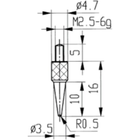 Messeinsätze für Messuhren Spezialstahl mit Kegel 16 mm