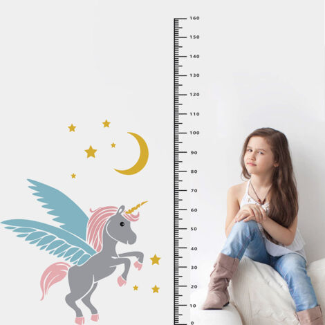 Messen Sie die Höhe des Einhorn-Wandaufklebers.