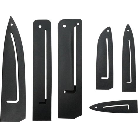 Messerscheide, Klingenschutz - Universelles Messerscheiden-Zubehör, Kunststoffabdeckung, 6 verschiedene Größen für Schubladen im Küchenkoffer, Schwarz, 6 Stück