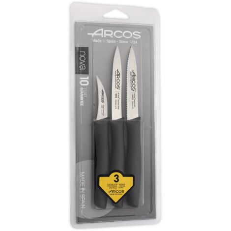 Messerset Mondadores Arcos Nova 189500 Edelstahl Nitrum und mango schwarz Polypropylen 6 Stück in Blisterverpackung