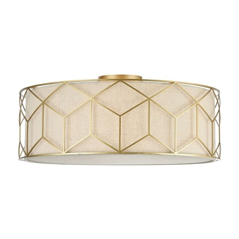 Maytoni - Lampada da soffitto moderno dorato paralume tessuto Messina
