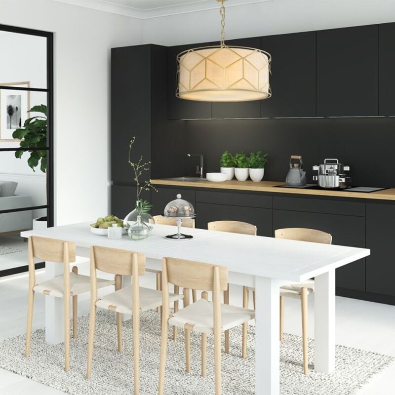 Lampada a soffitto rotonda design dorato paralume tessuto Messina Maytoni