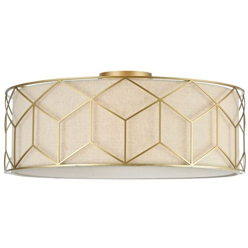 Maytoni - Plafoniera Contemporanea Messina Metallo Oro 5 Luci Diffusore Lino Su Pvc