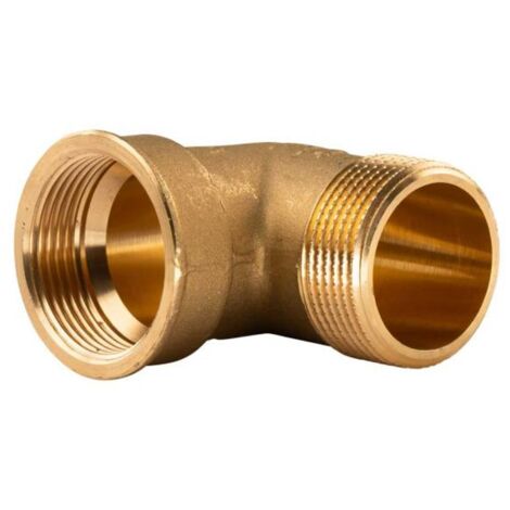 Messing Gewinde-Fitting 90° Winkel 1 1/4"IG - 1 1/4"AG (DN 32) - schwere Ausführung