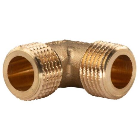 Messing Gewinde-Fitting 90° Winkel 1/2"AG - 1/2"AG (DN 15) - schwere Ausführung