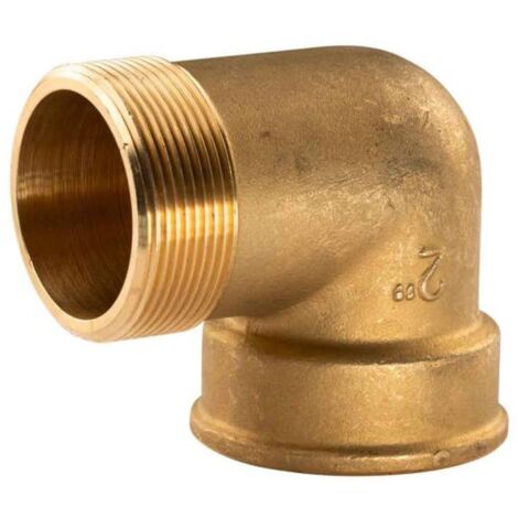 Messing Gewinde-Fitting 90° Winkel 2"IG - 2"AG (DN 50) - schwere Ausführung