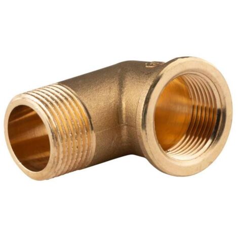 Messing Gewinde-Fitting 90° Winkel 3/4"IG - 3/4"AG (DN 20) - schwere Ausführung