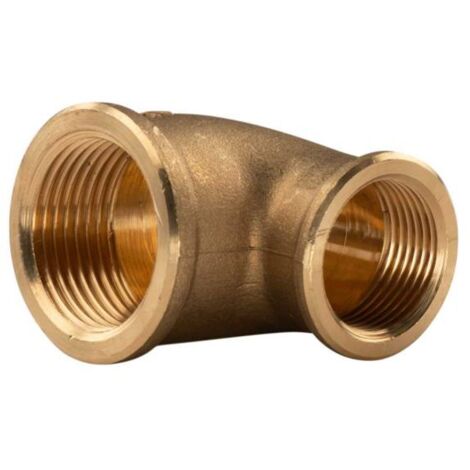 Messing Gewinde-Fitting 90° Winkel reduziert 3/4" IG (DN20) - 1" IG (DN25) - schwere Ausführung