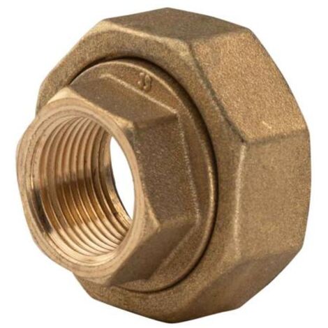 Messing Gewinde-Fitting Abgangsverschraubung mit Flachdichtung 1 1/2" (DN32) mit Überwurf 3/4" (DN20) IG