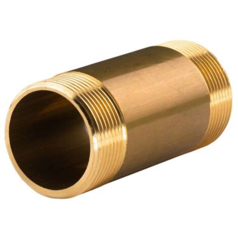 Messing Gewinde-Fitting Distanz Doppelnippel 1 1/4" - 1 1/4" L=100mm - schwere Ausführung