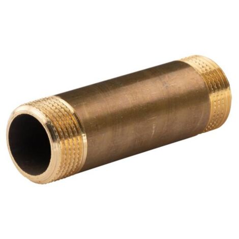 Messing Gewinde-Fitting Distanz Doppelnippel 1"-1" L= 100 mm, schwere Ausführung