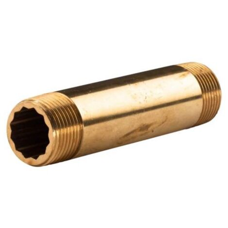 Messing Gewinde-Fitting Distanz Doppelnippel 1"-1" L= 130 mm, schwere Ausführung