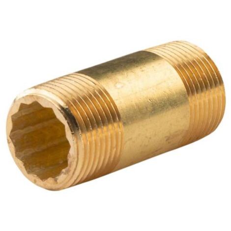 Messing Gewinde-Fitting Distanz Doppelnippel 1"-1" L= 70 mm, schwere Ausführung