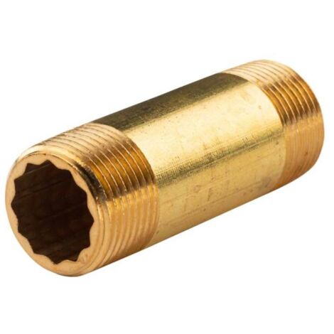 Messing Gewinde-Fitting Distanz Doppelnippel 1"-1" L= 90 mm, schwere Ausführung