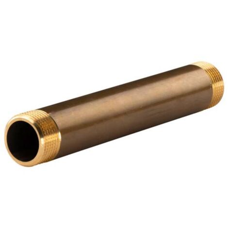 Messing Gewinde-Fitting Distanz Doppelnippel 1"-1" L200mm, schwere Ausführung