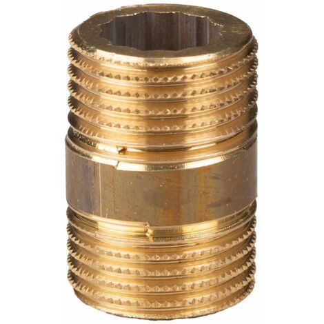 Messing Gewinde-Fitting Distanz-Doppelnippel 1/2" - 1/2" L= 30 mm, schwere Ausführung