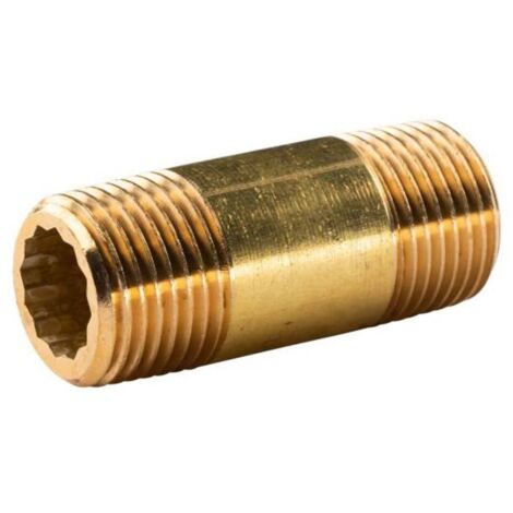 Messing Gewinde-Fitting Distanz Doppelnippel 1/2"-1/2" L= 50 mm, schwere Ausführung